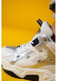 Resim Luvi Shoes Lowel Beyaz Laci Fermuarlı Ve Bağcıklı Kadın Spor Bot Beyaz - Lacivert 