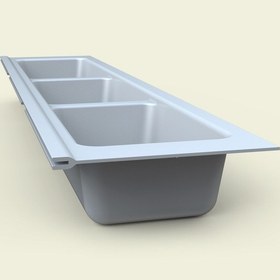 Resim Mutfak Çekmece Içi Kaşıklık, Beyaz Üç Bölmeli Modül 11cm X 48cm Antrasit 