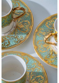 Resim Acar Waldo 24k Altın Detaylı 6 Kişilik Porselen Kahve Fincan Takımı - 90 Ml Renkli 