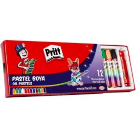 Resim Pritt 12 Li Renk Pastel Boya Oil Pastels Tutacak Ve Kalemtraş Hediyeli 