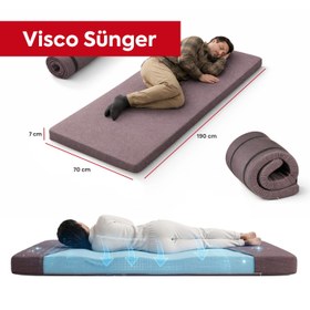 Resim Visco Akıllı Sünger Kılıflı Kamp Yatağı - Füme / 70x190 