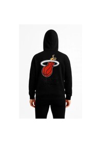 Resim Erkek Kapşonlu Sweatshirt - Üç İplik Şardonlu Kumaş, Oversize Fit, Ön & Arka Baskılı, Kanguru Cepli, Kışlık Rahat Hoodie - Siyah Çok Renkli 