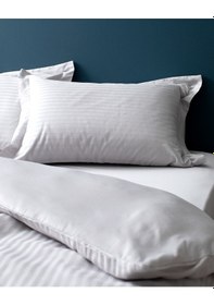 Resim Madame Coco Elicia Çift Kişilik %100 Pamuk Çizgili Saten Nevresim Takımı - Açık Gri 8684427187302 Gri 