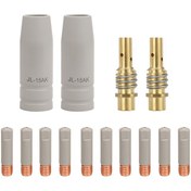 Resim 14 adet 15AK kaplamalı güvenli koruma nozulu. 8mm 1.0mm 1.2mm 15AK nozül ucu tutucusu 