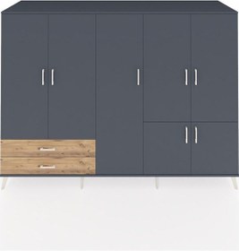 Resim Kronos Dolap 12 Raflı 2 Çekmeceli 7 Kapaklı 220x59x163 Antrasit-antrasit/çam Antrasıt/atlas Çam - Antrasıt 
