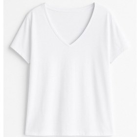 Resim Kadın V Yaka Kısa Kollu Düz T-shirt Çok Renkli 