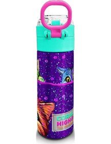 Resim Coral High Kids Mor Pembe Kedi Desenli Pipetli Ve Direkt İçim Çelik Termos 500 Ml 31939 Mor - Açık Pembe 