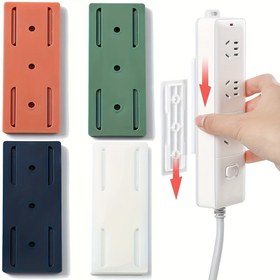 Resim Kolay Kurulumlu Matkap Gerektirmeyen Soket Tutucu - Kendinden Yapışkanlı, Duvara Monte Elektrik Şeridi Düzenleyici Mutfak & Ev Ofisi Kablo Yönetimi, Cihaz Kablo Düzenleyici, Masaüstü, Soket Braketi, Yardımcı Kancalar 