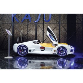 Resim Kaju CarBed Kaju Moon Aero Full Arabalı Yatak Beyaz Kumandalı Işık Ve Ses Sistemli Çocuk Karyolası 