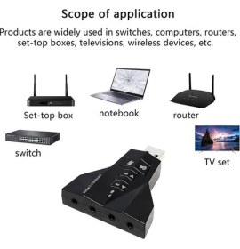 Resim Maxgo 2100 Usb Ses Kartı 7.1 Kanal Çevirici Dönüştürücü Laptop Harici Kartı Mikrofon Kulaklık Girişli 
