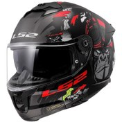 Resim Ls2 Stream 2 Angry Monkey Kapalı Motosiklet Kaskı Kırmızı - Mat Siyah 