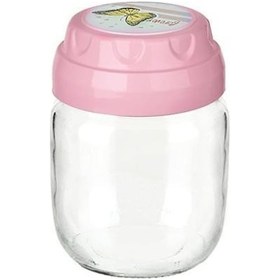 Resim 3lü Set Vintage Dekoratif Desenli Cam Kavanoz 425ml - 14,3 Oz Çok Renkli 