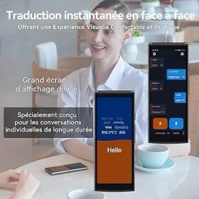 Resim Dil Çevirmeni, %96 Hassasiyet, 18 Dilde Bağlantısız Iki Yönlü Çeviri, Yüz Yüze Çeviri, 50 Dilde Fotoğraf Çevirisi, Smart Translator 4.0, Siyah 