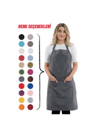 Resim Sevilya Simple Ayar Askılı Mutfak Önlüğü Füme 