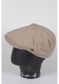 Resim Eleven Markets Kışlık 8 Parca Kaşmir Düz Renk Peaky Blinders Model Erkek Kasket London Şapka Açık Kahverengi 