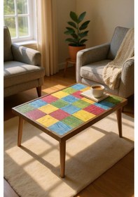 Resim Azra Mobilya Orta Sehpa- Çok Renkli- -zigon -sehpa -fiskos- Balkon -cafe -ortasehpa -masif Doğal Ahşap Çok Renkli 