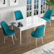 Resim Canisa Concept Han Serisi 70X114, Açılabilir Mdf Mutfak Masa Takımı, Beyaz Masa ve 4 Sandalye 