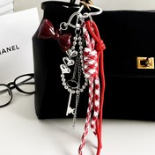 Resim 1 adet Yeni Yıl Kırmızı Kurdele Aşk Kolye DIY Cüzdan Yapım Malzemeleri Çanta Anahtarlık Kolye, DIY Cüzdan Yapımı 