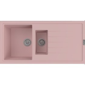 Resim Polex Cristalüx Granit Evye P-01 Pembe 1.5 Gözlü Tezgah Altı Ve Tezgah Üstü Mutfak Evyesi 99x49.5 CM 
