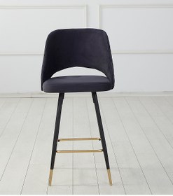 Resim Pİ MOBİLYA 1 Adet Alice Bar Taburesi - Mutfak Sandalyesi - Silinebilir Babyface Kumaş - Metal Siyah Gold Ayak 