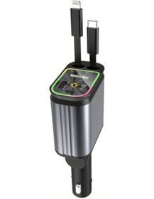 Resim Xuweiwei 4ü 1 Arada Alüminyum Kasa Yıldız Sistemi 66w Araç Şarj Aleti İphone Galaxy Pixel İçin Uyumlu 180 Derece Soket Kırmızı Işık 