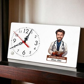 Resim En Başarılı Erkek Aile Hekimi Karikatürlü Masa Saati 