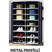 Resim beyazpazar BEZ DOLAP AYAKKABILIK METAL PROFİLLİ 2 BÖLMELİ ÇOK AMAÇLI DOLAP LACİVERT 