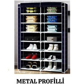 Resim beyazpazar BEZ DOLAP AYAKKABILIK METAL PROFİLLİ 2 BÖLMELİ ÇOK AMAÇLI DOLAP LACİVERT 