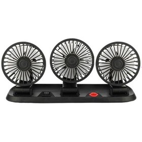 Resim Powermaster Üç Başlıklı Araç Fanı Oto Fan Vantilatör 12 Volt Dc Usb Girişli Masaüstü 2 Li Plastik Ev-ofis-araç Fanı 