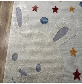 Resim Hoom Rugs Kids Tavşan Desenli Antibakteriyel & Kolay Temizlenebilir Çocuk Halısı Çok Renkli 