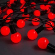 Resim Evaglow 5m 28 LED Mini Top Işık Kırmızı - Fişli, Siyah Kablo 