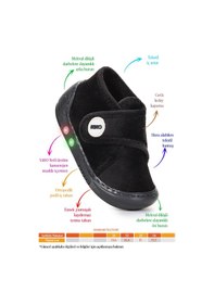 Resim Kiko Kids Petri Günlük Işıklı Kız Bebek Ev Okul Kreş Panduf Siyah Siyah 