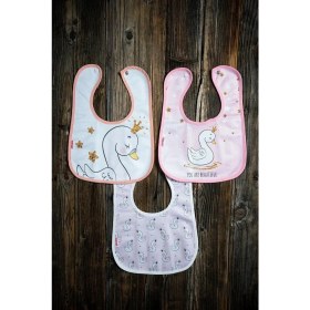 Resim Mai Perla Kuğu Temalı Pamuklu Microfiber Unisex Bebek Mama Önlüğü 