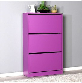 Resim Flat Duo 3 Katlı Geniş Ayakkabılık-Mor 73x119x26 cm (GxYxD) Mor 