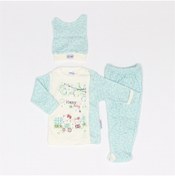 Resim Kız Bebek Kendinden Eldivenli Pijama Takımı Yeşil 4271 