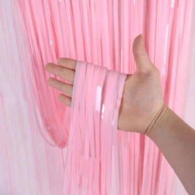 Resim Soft Pembe Püsküllü Kapı Perdesi 