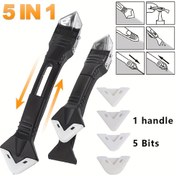 Resim 5-in-1 Silikon Dolgu Aracı Kiti - Banyo, Mutfak, Zemin, Pencere ve Lavabo Çatlakları için Çok Fonksiyonlu Dolgu Çıkarıcı ve Bitirici - Dayanıklı Metal ve Plastik Tasarım ile Değiştirilebilir Kauçuk Pedler, Dolgu Çıkarıcı Aracı 