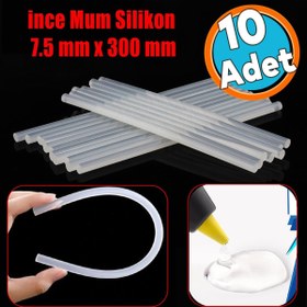 Resim NZB 10 ADET İnce Mum Silikon 7.5 mm Uzunluk 30 cm Çubuk Sıcak Silikon Hobi Eşya Maket Yapıştırma Silikon 