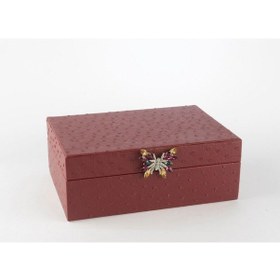 Resim Mikasa Moor Bordo Kelebek Kulplu Deri Kutu 25x18x9cm 