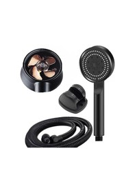Resim Turbo Pervaneli 5 Fonksiyonlu Duş Başlığı Duş Hortumu 150 Cm Ve Mafsal Set Siyah 