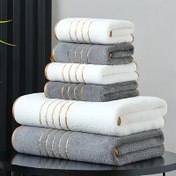 Resim 2 adet Modern Çizgili Mercan Polar Banyo Havlusu ve El Havlusu Seti, Yüksek Emici, 70*140cm/27.5*55 inç + 35*75cm/13.33*29.01 inç Küçük Havlu, Banyo, Spor Salonu, Parti, Hediye, Tatil ve Otel için Mükemmel, Yıkama Bezi, Yıkama Bezi 