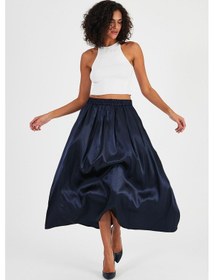 Resim Alexandergardı Yandan Cepli Beli Lastikli Pileli Etek B24-00199 