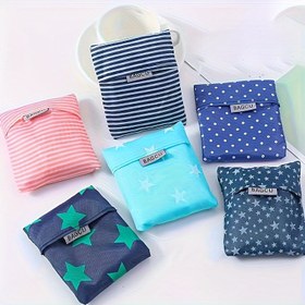 Resim 5 renkli katlanabilir alışveriş çantası, taşınabilir Oxford kumaş tote, rastgele renklerde, yeniden kullanılabilir ve saklama çantası (5/3/2 veya 1 adet çiçek desenli) 