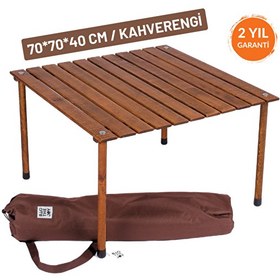 Resim Bag The Joy 70x70x40 CM Ahşap Katlanır Rulo Kahverengi Kamp ve Piknik Masası 