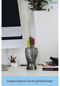 Resim Kalemlik Gümüş Eskitme Renk Masa Kalemliği Organizer Kalemlik Model 23 Çok REnkli 
