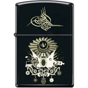 Resim 666 Osmanlı Arması Tuğra Siyah Metal Çakmak Benzinli Tarzı Silinmez Resimli Hediyelik 