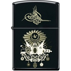 Resim 666 Osmanlı Arması Tuğra Siyah Metal Çakmak Benzinli Tarzı Silinmez Resimli Hediyelik 