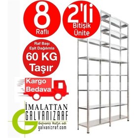 Resim Açıkmağazam Galvanizraf 8 Katlı Duble Galvaniz Çelik Raf Arşiv Depo Kiler Raf 