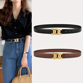Resim CKIRUV Kadınlar için Vintage Retro Altın Tonlu Alaşım Tokalı - Kabartmalı Günlük Kullanım, Partiler ve Gezinti Kemerleri - Siyah & Kahverengi, Akşam Aksesuarı, Şık Stil, Dokulu Yüzey 