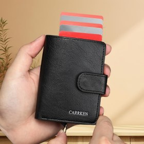 Resim Yeni Kadınlar Çok Fonksiyonlu Moda Otomatik Bahar Kart Tutucu, 9-13 Kartı Tutar Siyah Büyük Kapasiteli Cüzdan Hediye Seçimi 